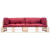 vidaXL 2-tlg. Outdoor-Sofa-Set Paletten mit Kissen in Rot Kiefernholz