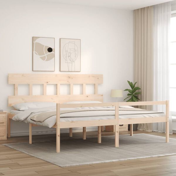 vidaXL Seniorenbett mit Kopfteil 200x200 cm Massivholz