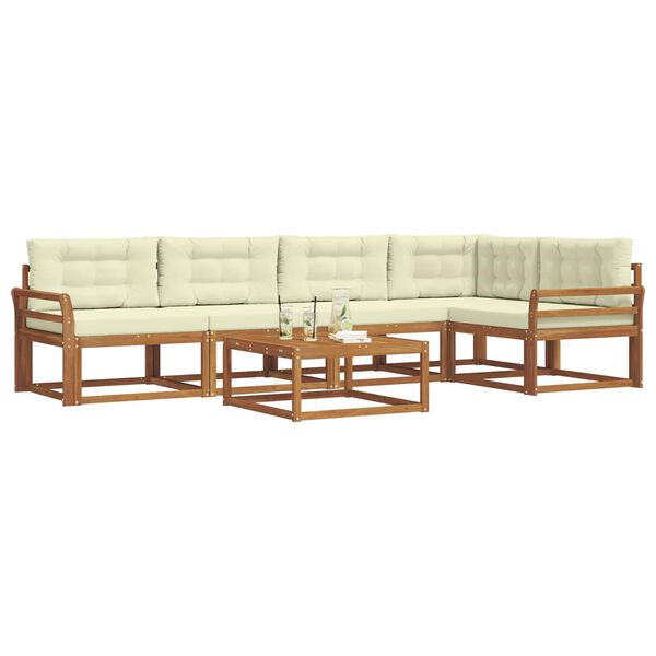 vidaXL Outdoor-Sofagarnitur mit Kissen 6 pcs Natur und Creme