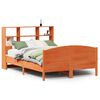 vidaXL Massivholzbett mit Regal ohne Matratze Wachsbraun 120x200 cm