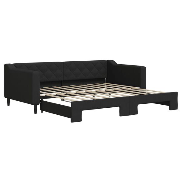 vidaXL Tagesbett Ausziehbar Schwarz 90x190 cm Stoff