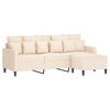 vidaXL 3-Sitzer-Sofa mit Hocker Creme 180 cm Samt