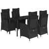 vidaXL 5-tlg. Garten-Essgruppe mit Kissen Schwarz Poly Rattan