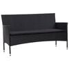 vidaXL 3-Sitzer-Gartensofa mit Auflagen Schwarz Poly Rattan