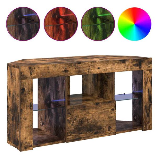 vidaXL Eck-LED-TV-Schrank Ger&auml;ucherte Eiche 100 x 40 x 50 cm