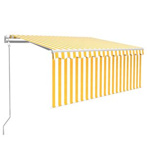 vidaXL Markise Automatisch mit Rollo LED Windsensor 3x2,5 m Gelb Wei&szlig;