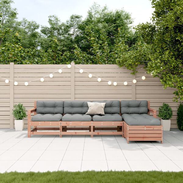 vidaXL 5-tlg. Garten-Lounge-Set mit Kissen Massivholz Douglasie