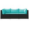 vidaXL 3-tlg. Garten-Lounge-Set mit Kissen Schwarz Poly Rattan