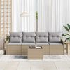 vidaXL Garten-Sofa-Set mit Kissen mit Speicher 5 pcs Beige und Grau