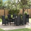 vidaXL Garten Essgruppe mit Kissen 7 pcs Schwarz Poly-Rattan