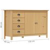 vidaXL Sideboard Hill Honigbraun 130x40x80 cm Massivholz Kiefer
