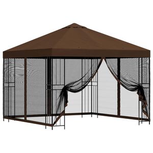 vidaXL Garten Pavillon mit Seitenw&auml;nden 3 x 3 m Braun