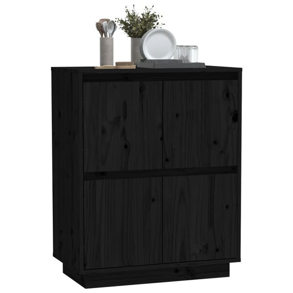 vidaXL Sideboard Schwarz 60x34x75 cm Massivholz Kiefer