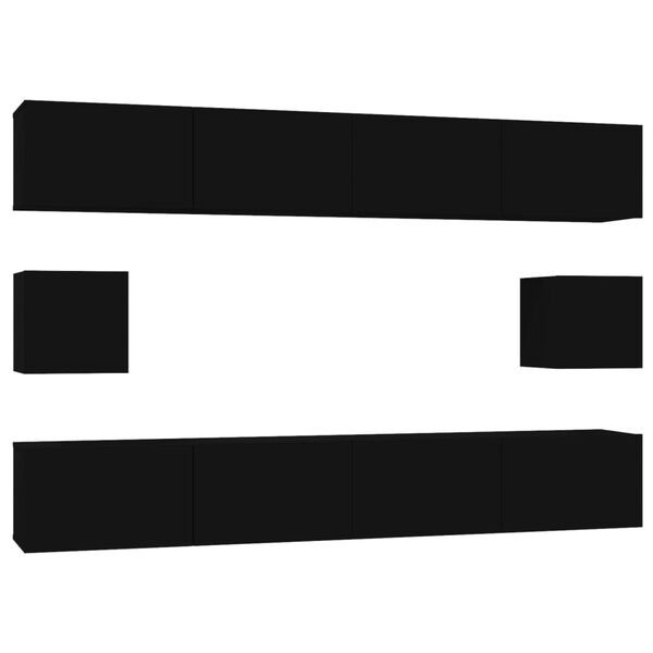 vidaXL 6-tlg. TV-Schrank-Set Schwarz Holzwerkstoff