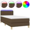 vidaXL Boxspringbett mit Matratze & LED Dunkelbraun 100x200 cm Stoff