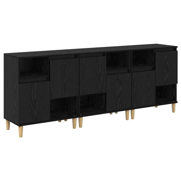 vidaXL Sideboards 3 pcs Schwarz Eichen-Optik 60 x 35 x 70 cm