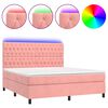 vidaXL Boxspringbett mit Matratze & LED Rosa 160x200 cm Samt