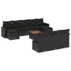 vidaXL 11-tlg. Garten-Sofagarnitur mit Kissen Schwarz Poly Rattan
