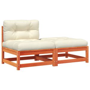 vidaXL Gartensofa ohne Armlehnen mit Kissen und Hocker