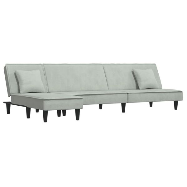vidaXL Schlafsofa in L-Form Hellgrau 255x140x70 cm Samt