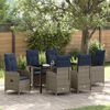 vidaXL Tisch- und Stuhlset mit Kissen 7 pcs Grau PE-Rattan