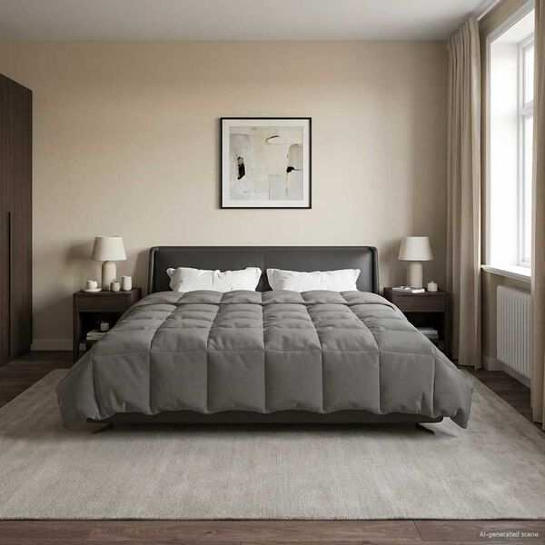 vidaXL Sommerdecke Gepolstert Hellgrau 200 x 200 cm Mikrofaser