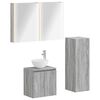 vidaXL Badezimmerm&ouml;bel-Set 4 stk. Grau Sonoma Ingenieurholz und Glas