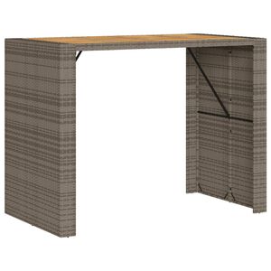 vidaXL Garten-Bartisch mit Holzplatte Grau 145x80x110 cm Polyrattan