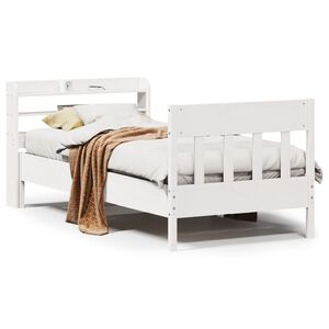 vidaXL Massivholzbett ohne Matratze Wei&szlig; 75x190 cm Kiefernholz