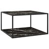 vidaXL Couchtisch Schwarz mit Schwarzem Glas Marmor-Optik 90x90x50 cm