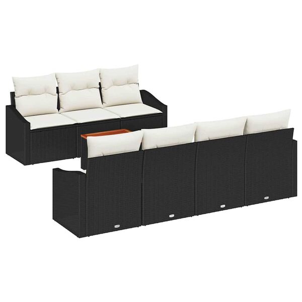 vidaXL Gartensofa-set mit Speicher 8 pcs Schwarz und Creme Poly-Rattan