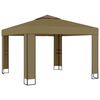 vidaXL Pavillon mit Doppeldach 3x3x2,7 m Taupe 180 g/m&sup2;