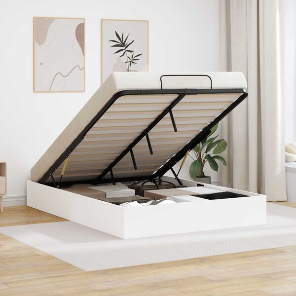 vidaXL Ottoman Bettgestell Wei&szlig; 203 x 150 x 25 cm Holzwerkstoff