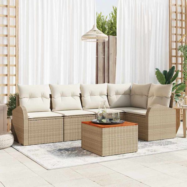 vidaXL Garten-Sofa-Set 6 pcs Beige und Wei&szlig;