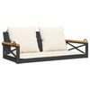 vidaXL H&auml;ngebank mit Kissen Schwarz 109x62x40 cm Poly Rattan