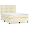 vidaXL Boxspringbett mit Matratze Creme 140x200 cm Kunstleder