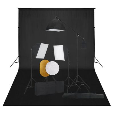 vidaXL Fotostudio-Set mit Softbox-Leuchten, Hintergrund und Reflektor