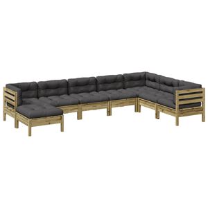vidaXL 8-tlg. Garten-Sofagarnitur mit Kissen Kiefernholz Impr&auml;gniert