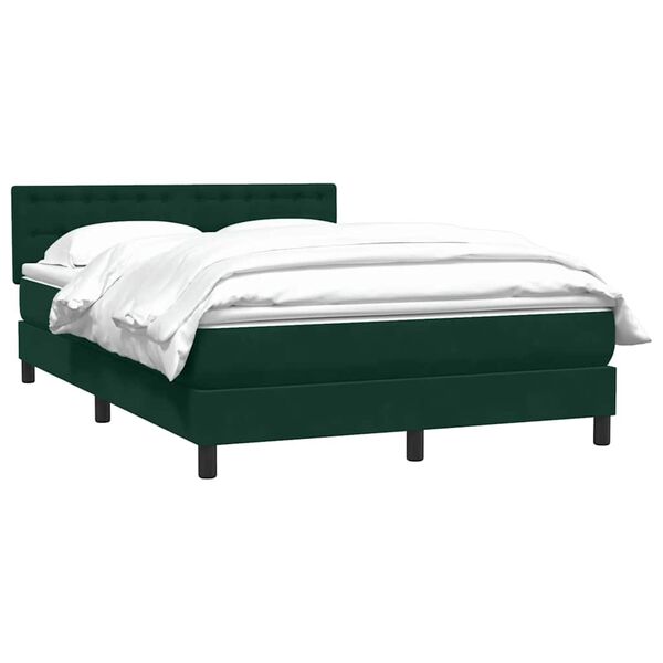 vidaXL Boxspringbett mit Matratze Dunkelgr&uuml;n 160x210 cm Samt