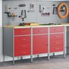 vidaXL Werkbank mit Schubladen 3 pcs Rot und Grau 150 x 55 x 85 cm