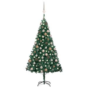 vidaXL K&uuml;nstlicher Weihnachtsbaum mit Beleuchtung & Kugeln Gr&uuml;n 150 cm