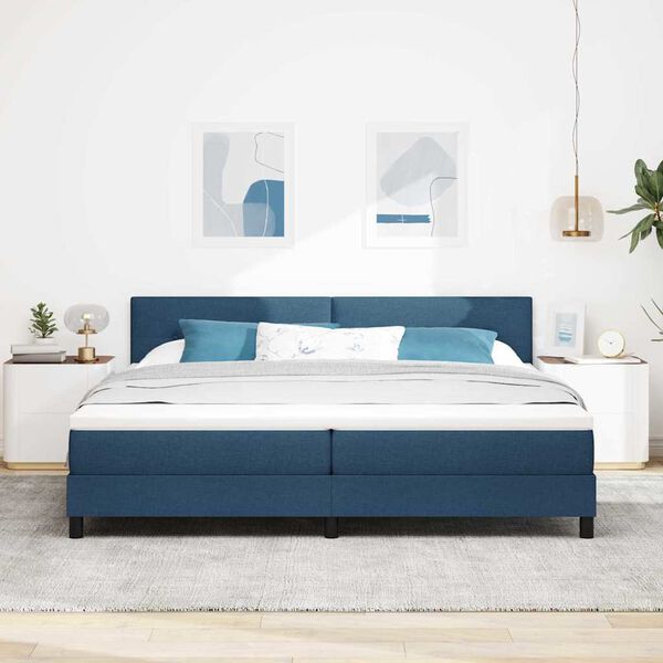 vidaXL Boxspringbett mit Matratze mit LED Blau 200 x 200 cm Stoff