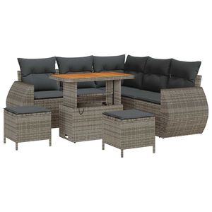 vidaXL Gartensofa-set 8 pcs Grau Poly-Rattan