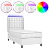 vidaXL Boxspringbett mit Matratze & LED Wei&szlig; 100x200 cm Kunstleder