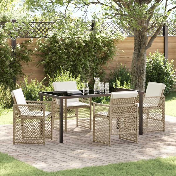vidaXL Garten Essgruppe 5 pcs Beige Poly-Rattan