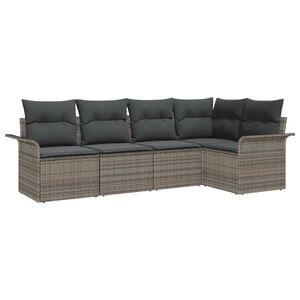 vidaXL Gartensofa-set mit Kissen 5 pcs Grau Poly-Rattan