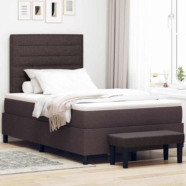 vidaXL Boxspringbett mit Matratze Dunkelbraun 120 x 190 cm Stoff