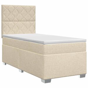 vidaXL Boxspringbett mit Matratze mit Kopfteil Creme 80 x 200 cm Stoff