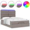 vidaXL Ottoman-Bett mit Matratze & LEDs Taupe 140x190 cm Stoff