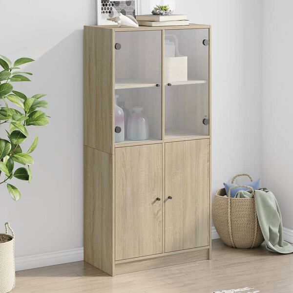 vidaXL Highboard mit T&uuml;ren Sonoma-Eiche 68x37x142 cm Holzwerkstoff
